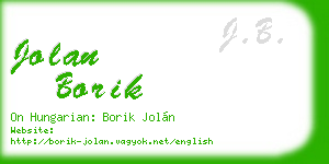jolan borik business card
